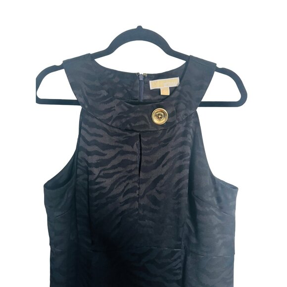 2/$30 Michael Kors 10 Black Zebra Print Sleeveless Dress Polyester Cotton Blend - Picture 4 of 16